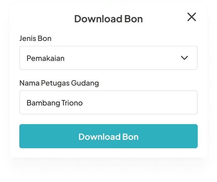 Download Bon: Jenis Bon Penerimaan, Nama Petugas Gudang Bambang Triono