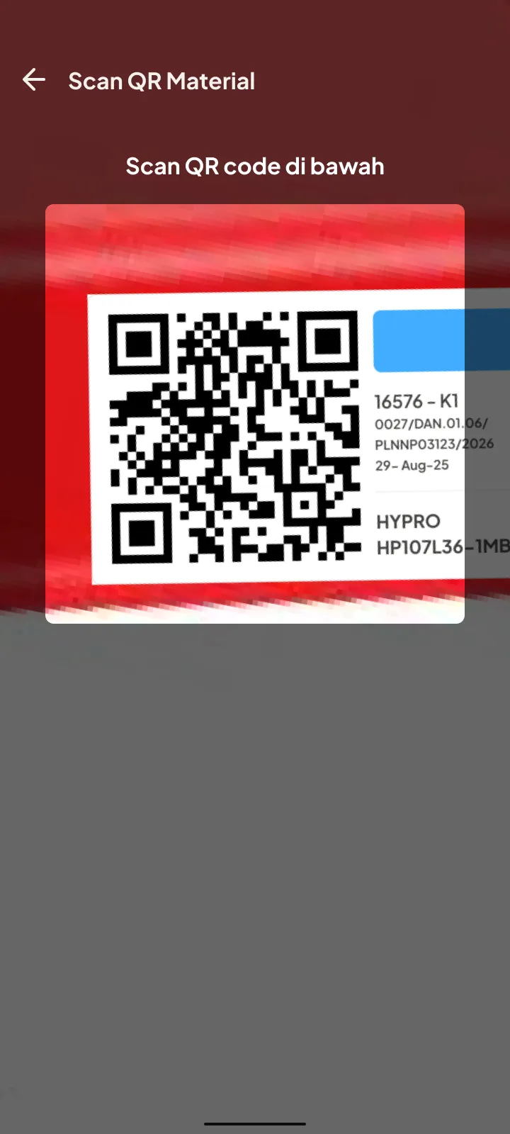 Scan material QR code