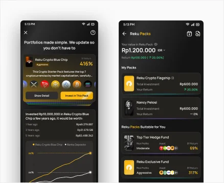 Reku Packs discovery and personalized investment dashboard