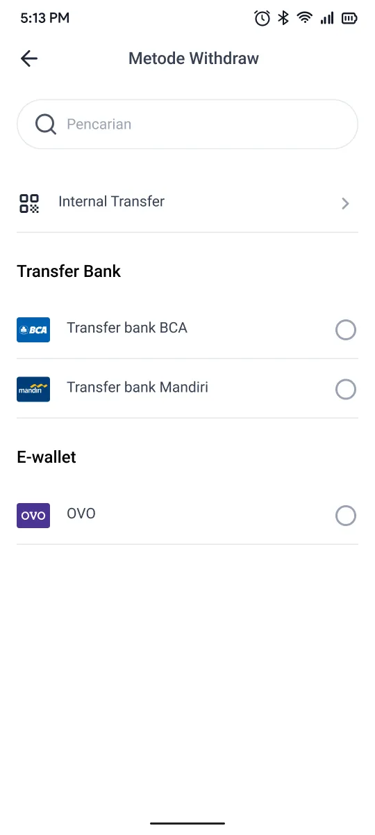 Original Reku withdrawal method selection